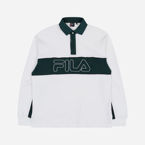 Camisas Polo Fila Mulher Verdes/Branco - Fila Rugby L/S Portugal Lisboa,YTCD-40982